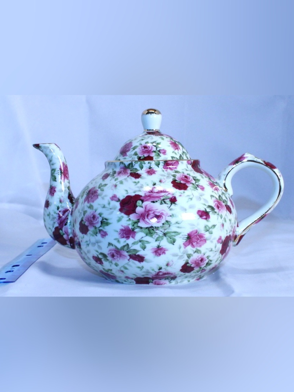 Formalities by Baum Bros “Victorian Rose Chintz” Fine Porcelain China Teapot
